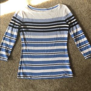 Talbots XS blue/navy/white 3/4 sleeve tee top